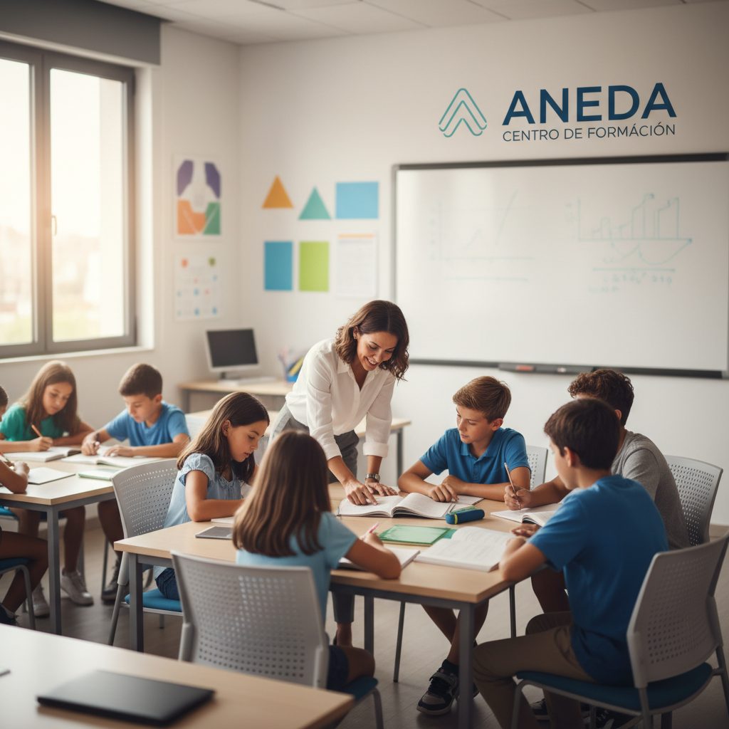 clase con profesora y alumnos de primaria